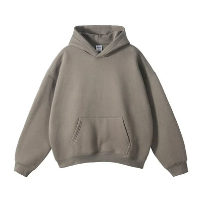 Pullover Hoodie Relaxed Fit Kangaroo Pocket Ribbed Cuffs & Hem