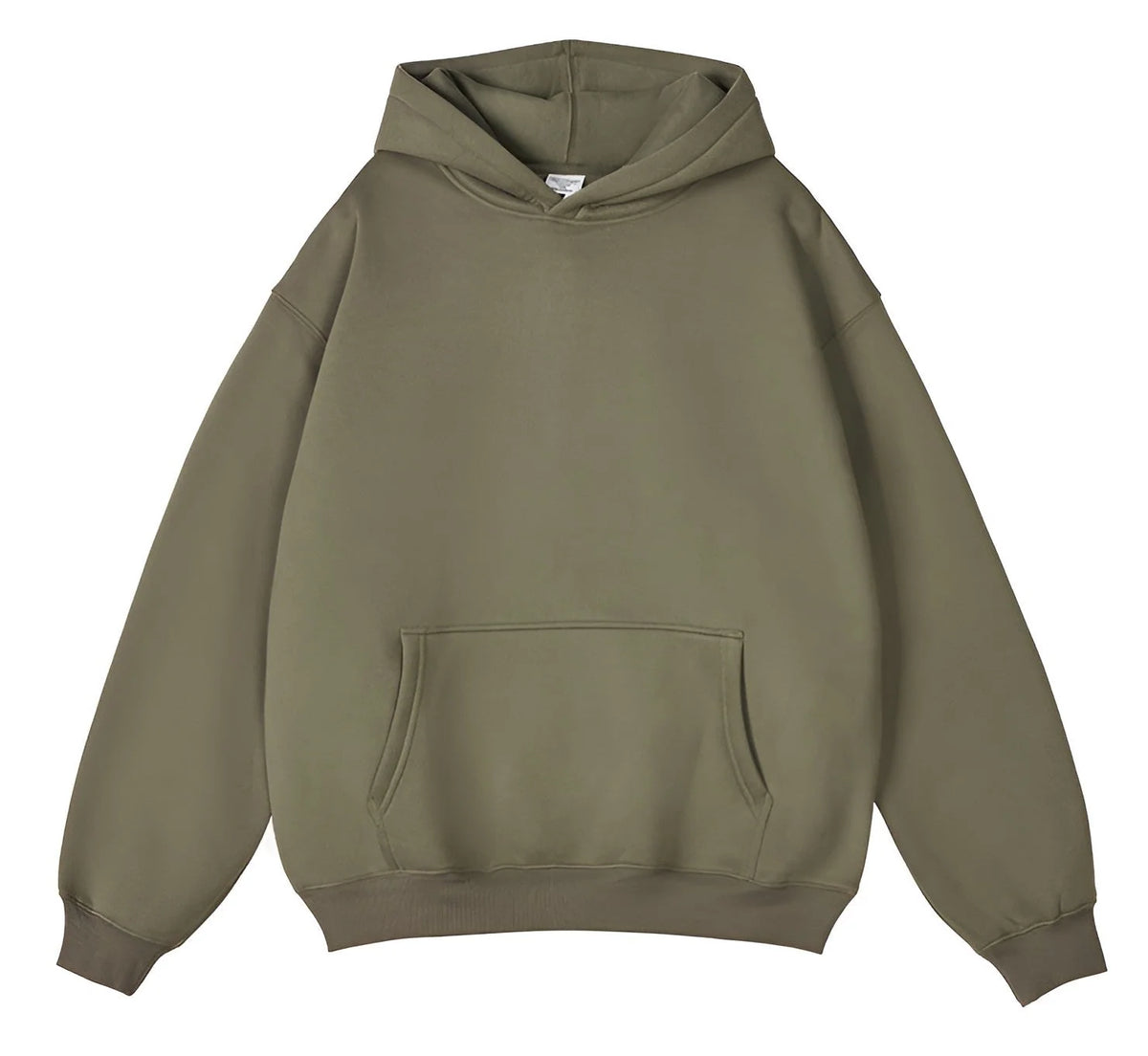 Pullover Hoodie Relaxed Fit Kangaroo Pocket Ribbed Cuffs & Hem
