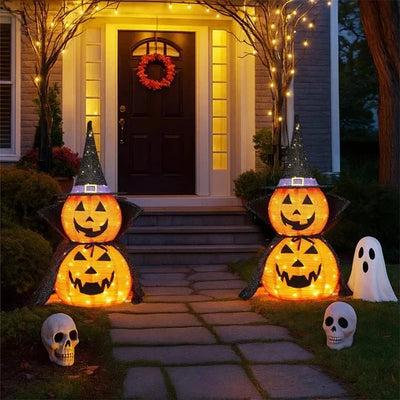 Pumpkin Decorations Lighted Collapsible Set of 2