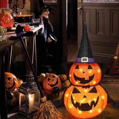 Pumpkin Decorations Lighted Collapsible Set of 2