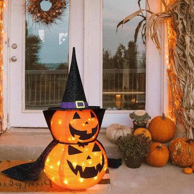 Pumpkin Decorations Lighted Collapsible Set of 2