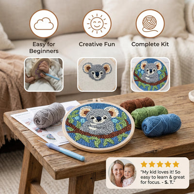 Punch Needle Embroidery Kit Pre-Printed Patterns Adjustable Loop Height