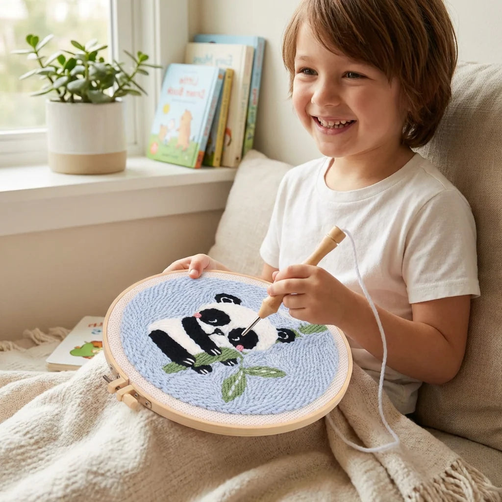 Punch Needle Embroidery Kit Pre-Printed Patterns Adjustable Loop Height