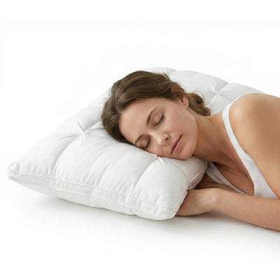 Quilted Pillow Cooling Ice Silk 12-Chamber Microfiber Fill