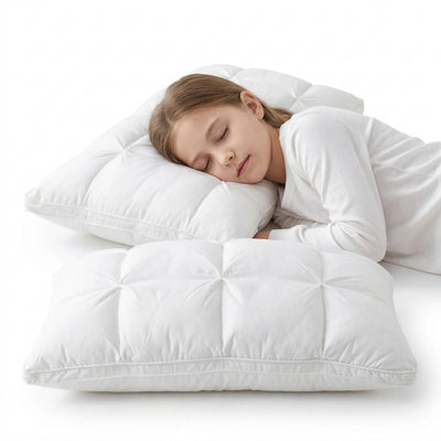 Quilted Pillow Cooling Ice Silk 12-Chamber Microfiber Fill