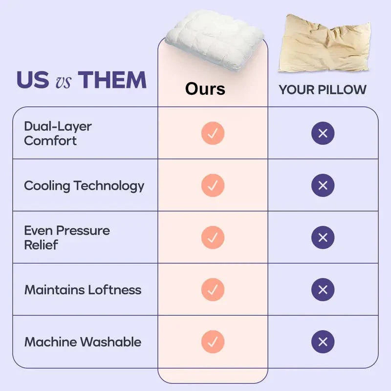 Quilted Pillow Cooling Ice Silk 12-Chamber Microfiber Fill
