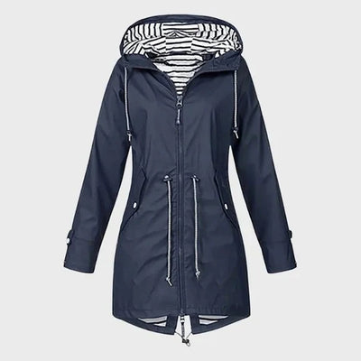 Rain Jacket Long Waterproof Breathable Adjustable Hood