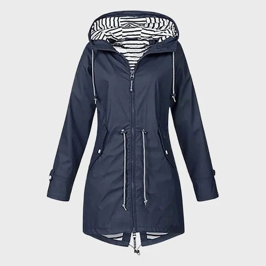 Rain Jacket Long Waterproof Breathable Adjustable Hood