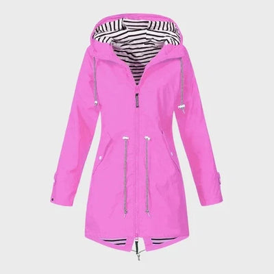 Rain Jacket Long Waterproof Breathable Adjustable Hood