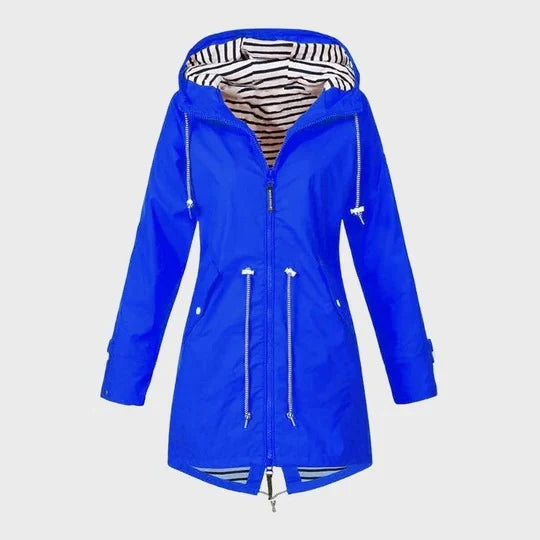 Rain Jacket Long Waterproof Breathable Adjustable Hood