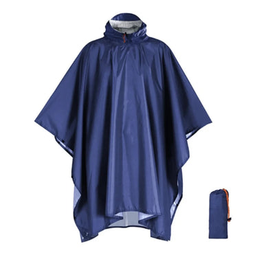 Rain Poncho Waterproof Hood & Sleeves Side Snap Closures