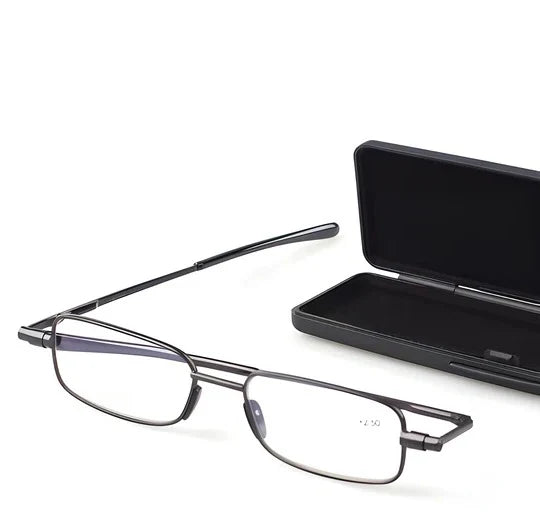 Reading Glasses Foldable Spring Hinges Slim Case Included