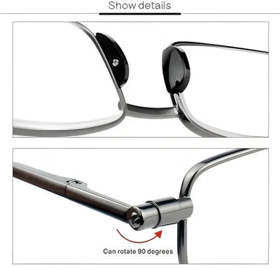 Reading Glasses Foldable Spring Hinges Slim Case Included
