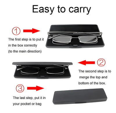 Reading Glasses Foldable Spring Hinges Slim Case Included