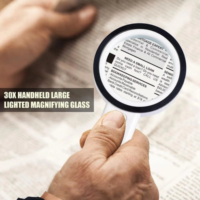 Reading Magnifier 30X Optical Adjustable LED Lighting