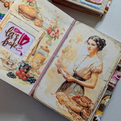 Recipe Journal Handmade Embroidered Fabric Cover