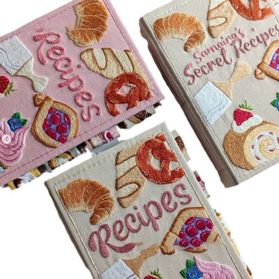 Recipe Journal Handmade Embroidered Fabric Cover