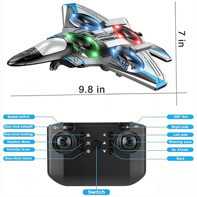Remote-Controlled Jet 360-Degree Stunts & LED Lights Shock-Resistant
