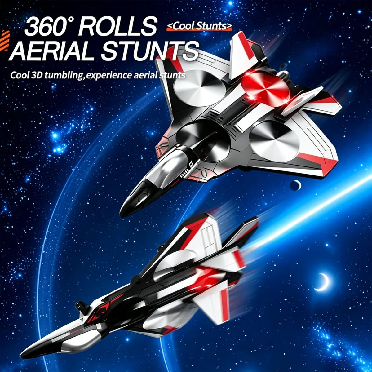 Remote-Controlled Jet Beginner-Friendly 360° Stunt & LED Lights