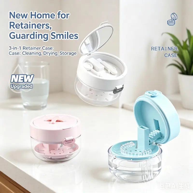 Retainer Case Leak-Proof Removable Drip Tray & Mirror