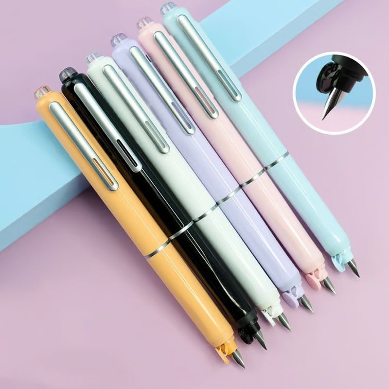 Retractable Pen Smooth Ink Refillable Stainless Steel Tip