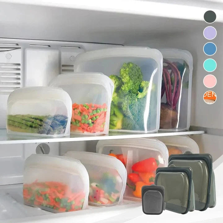 Reusable Silicone Bags Food-Grade Platinum Airtight 3-Pack