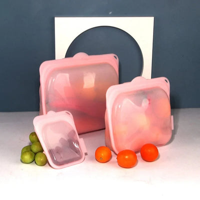 Reusable Silicone Bags Food-Grade Platinum Airtight 3-Pack