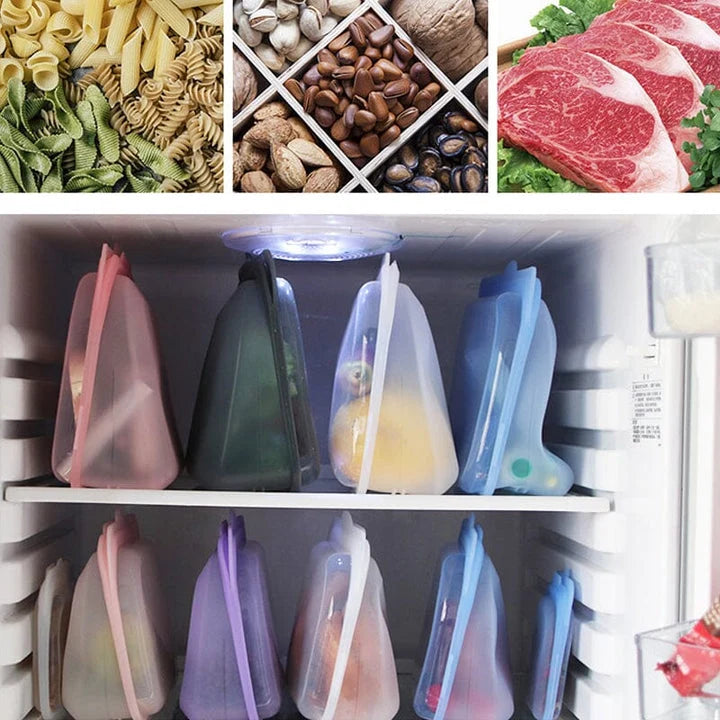 Reusable Silicone Bags Food-Grade Platinum Airtight 3-Pack