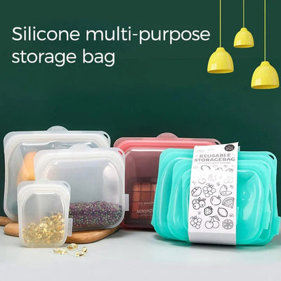 Reusable Silicone Bags Food-Grade Platinum Airtight 3-Pack