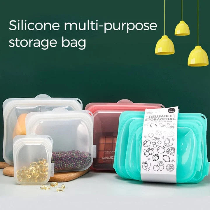 Reusable Silicone Bags Food-Grade Platinum Airtight 3-Pack