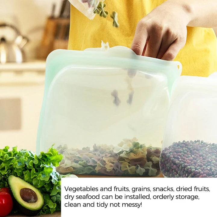 Reusable Silicone Bags Food-Grade Platinum Airtight 3-Pack