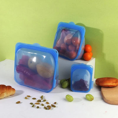 Reusable Silicone Bags Food-Grade Platinum Airtight 3-Pack