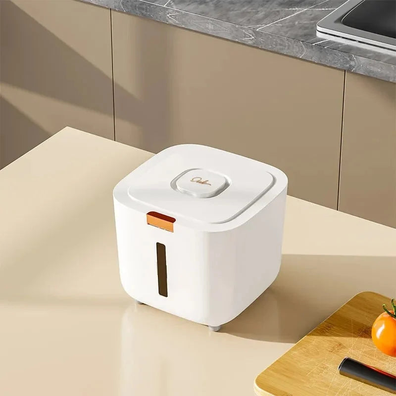 Rice Storage Bin Sealed Flip-Top Lid Fill-Level Window