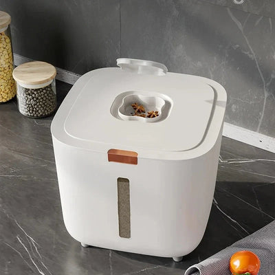 Rice Storage Bin Sealed Flip-Top Lid Fill-Level Window