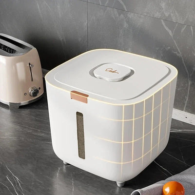Rice Storage Bin Sealed Flip-Top Lid Fill-Level Window