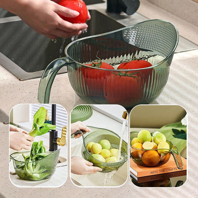 Rice Washing Bowl Fine Sieve & Pour Spout