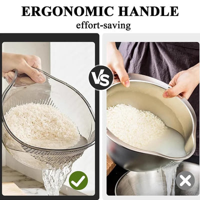 Rice Washing Bowl Fine Sieve & Pour Spout