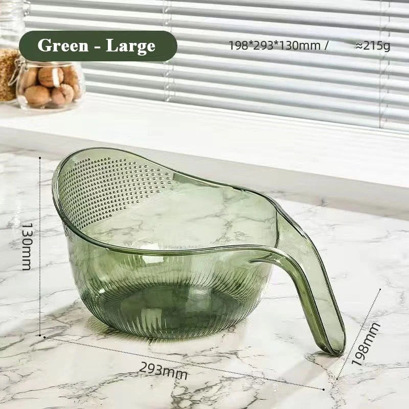Rice Washing Bowl Fine Sieve Pouring Spout Ergonomic Handle