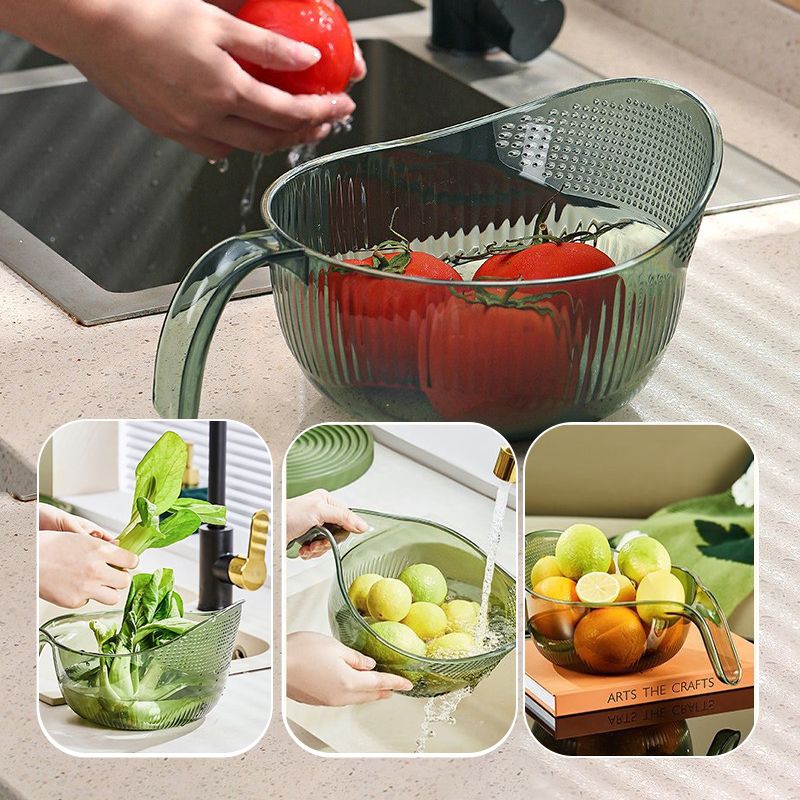 Rice Washing Bowl Fine Sieve Pouring Spout Ergonomic Handle