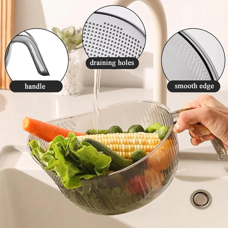 Rice Washing Bowl Fine Sieve Pouring Spout Ergonomic Handle