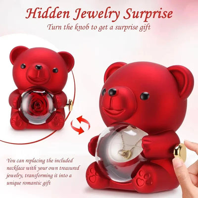 Ring And Necklace Set Rose Bear Heart Charms