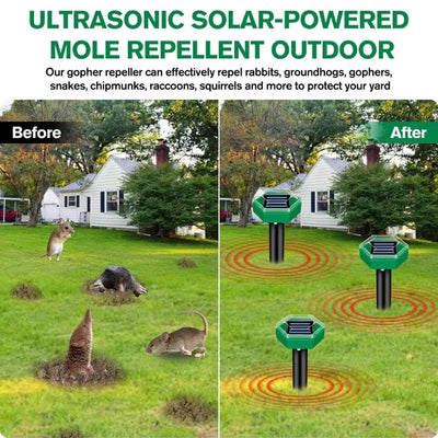 Rodent Repeller Solar-Powered Ultrasonic Spikes Weather-Resistant