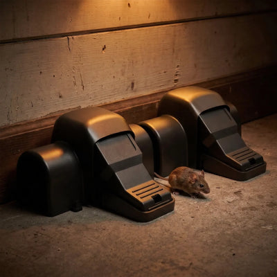 Rodent Trap Enclosed Snap Mechanism Hands-Free Setup
