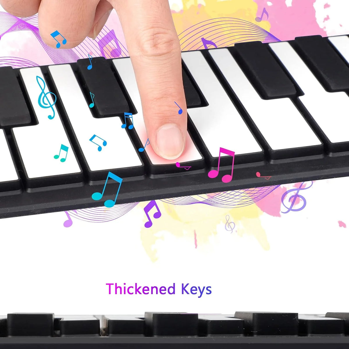 Roll-Up Piano Keyboard 49 Keys Rechargeable Built-In Speakers