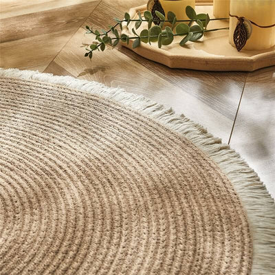 Round Jute Rug Handwoven Reversible Dense Weave