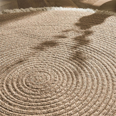Round Jute Rug Handwoven Reversible Dense Weave