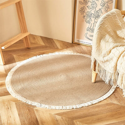 Round Jute Rug Handwoven Reversible Dense Weave