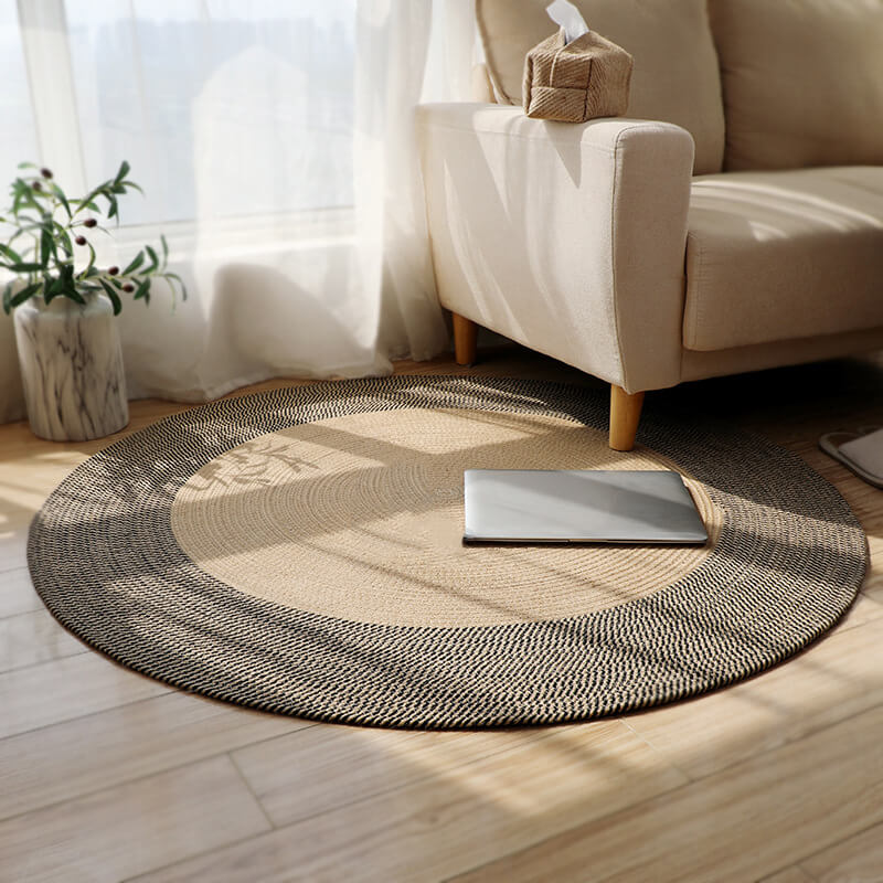 Round Jute Rug Handwoven Reversible Dense Weave