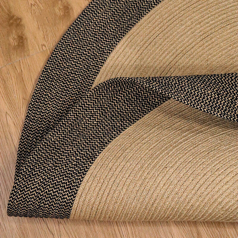 Round Jute Rug Handwoven Reversible Dense Weave