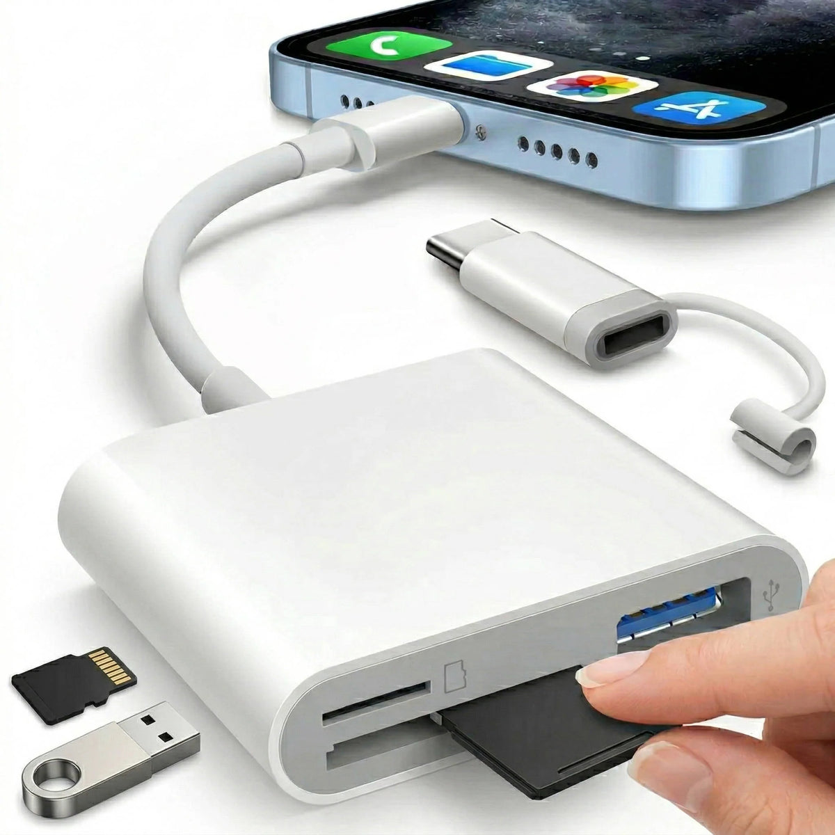 SD Card Reader Dual Slots Lightning USB-C & USB-A